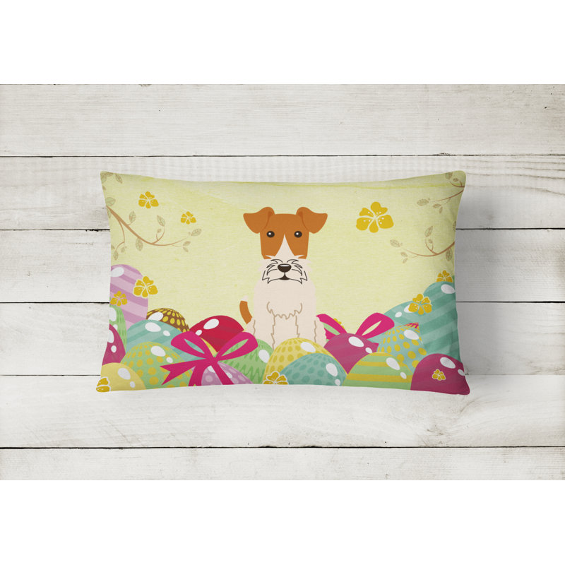 Caroline s Treasures Easter Eggs Wire Fox Terrier Lumbar Pillow Wayfair
